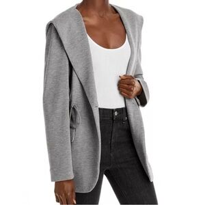 Theory Gray Hooded Double Knit Jersey Jacket